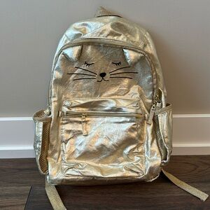 Pottery Barn Kids Gold Metallic Cat Backpack